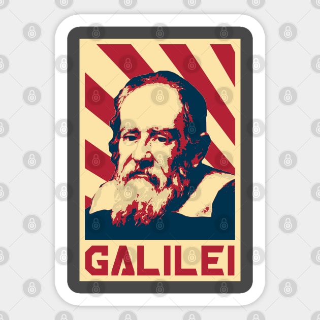 Galileo Galilei Retro Propaganda Sticker by Nerd_art